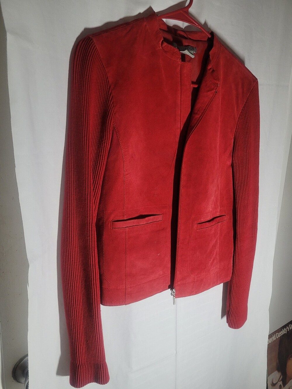 Vintage 2000s Y2K Boho-- Co & Eddy suade jacket knit sleeves